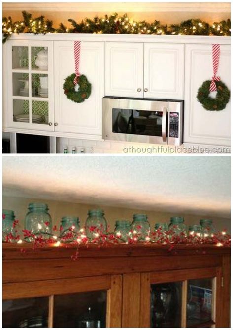 Decorating Above Kitchen Cabinets For Christmas, Christmas Decor Above Kitchen Cabinets, Decorate Top Of Kitchen Cabinets, Decorate Above Kitchen Cabinets, Decor Above Kitchen Cabinets, Diy Christmas Decorations Dollar Store, Decor Above Cabinets, Top Of Kitchen Cabinets, Dollar Store Christmas Decor