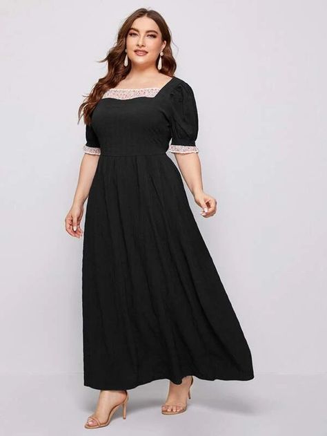 Linen Frocks, One Piece Dress Long, Dress For Chubby Ladies, Dress For Chubby, Linen Dress Women, Panel Dress, Fancy Dress Design, Frock Design, Plus Size Fashion For Women