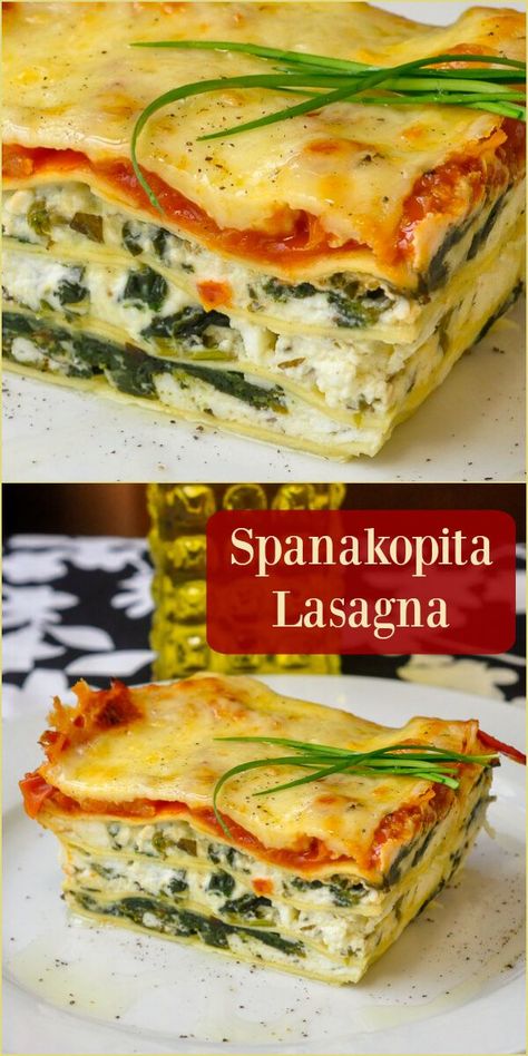 Spanakopita Lasagna, Recipe Lasagna, Spinach Filling, Ricotta Spinach, Spinach Lasagna, Greek Cooking, Greek Dishes, Lasagna Recipe, Mediterranean Diet Recipes