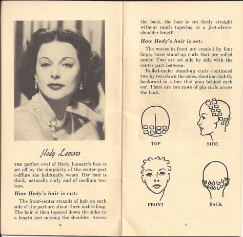 Here you go. If you guys have any suggestions of good styling books, please let me know! I am always on the hunt. Thanks! Leah Vintage Hairstyles Tutorial, Vintage Curls, 1940s Hairstyles, Wet Set, Hedy Lamarr, Hollywood Hair, Haircut Types, Hair Patterns, Pin Curls