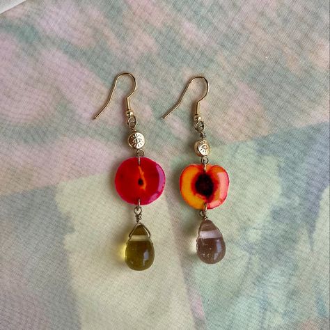 A peachy pair 💫 ——— Handcrafted by Rachel! W/ vintage-sourced teardrop beads ~Dropping on Etsy this month! ~ #jewelry #handmadejewelry #earrings #peach #peaches #fall #autumn #orange #jewelrydesign #beads Autumn Orange, Teardrop Beads, Peaches, Fall Autumn, Handmade Jewelry, Jewelry Design, Beads, Orange, Handmade Jewellery