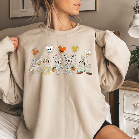 Skeleton Balloon, Mickey Skeleton, Matching Sweatshirts, Disney Shirt, Disney Trip, Color Shirt, Disney Halloween, Comfort Color, Mickey And Friends