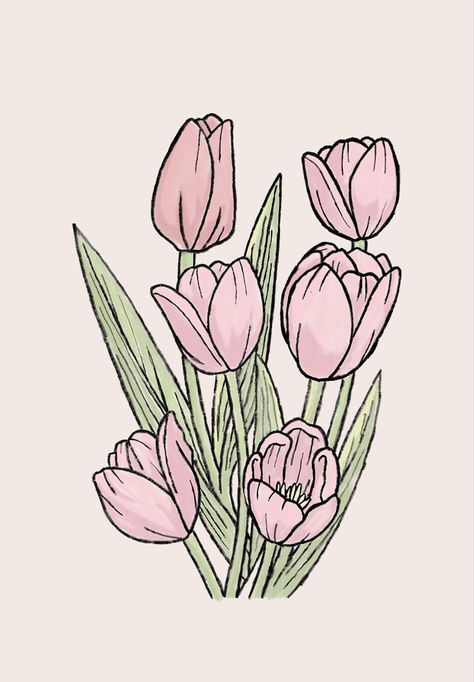 Tulips Drawing Aesthetic, Tulip Drawing, Drawing Aesthetic, Boho Art, Tulips, Drawings, Quick Saves, Art