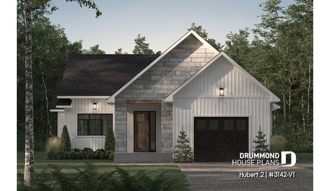 1 Car Garage, Drummond House Plans, Modern Style House Plans, Island With Seating, Farmhouse House, House Plans Farmhouse, Custom Home Designs, Modern Farmhouse Plans, New Home Builders