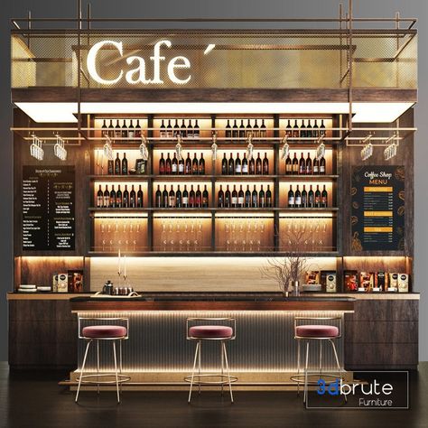 Garden Basement, Cafe Ideas Design, Bar Lighting Design, Wine Store Design, Cafe Artwork, Bar Counter Design, Whiskey Room, Modern Restaurant Design, Coffee Shop Menu