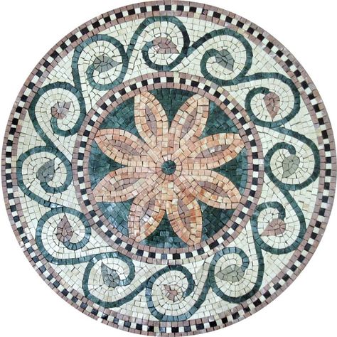 Mosaic Walls, Ancient Tiles, Mosaic Medallion, Floor Medallion, Mosaic Furniture, Mosaic Art Diy, Home Flooring, Geometric Shapes Art, Mosaic Tile Art