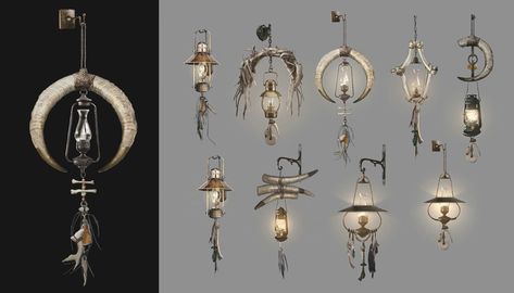 Lamp Concept Art, Lantern Concept Art, Babe Tattoo, Horror Concept, Lantern Drawing, Fantasy Map Making, Lantern Art, Village Art, Resident Evil Village