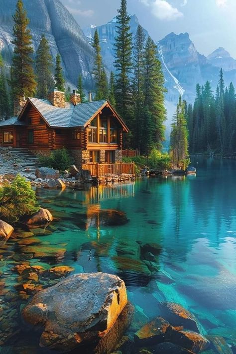 Cabin Inspiration, Cabin In The Mountains, Beautiful Art Pictures, Timber House, Mountain Life, Phone Wallpaper Design, Mountain Scene, Beautiful Locations Nature, Cabin Life