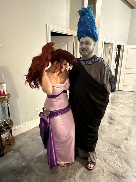 This has to be one of my favorite costumes I’ve piece together and created for us. My husband and I were Megara and Hades from Disney’s Hercules for our Halloween couples costumes. Hades And Meg Costume, Megara And Hades, Meg And Hades, Hades Halloween Costume, Megara Costume, Meg Costume, Hades Costume, Halloween Couples Costumes, Halloween Couples