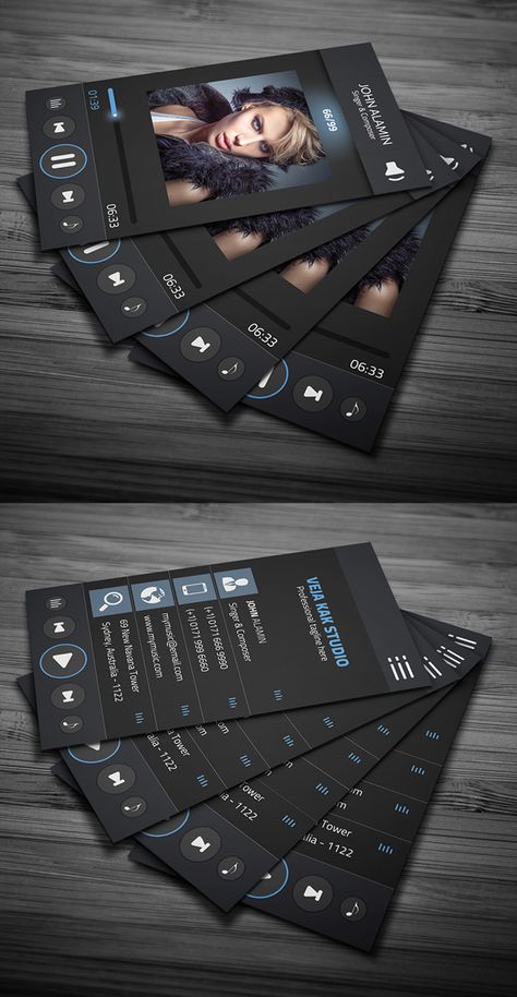 Music Player Style Business Card Template Freebie Copper Business Cards, Music Business Cards, Logo Music, Graphic Design Business Card, Vertical Business Cards, Name Card Design, Cars Design, Graphisches Design, Visiting Card Design