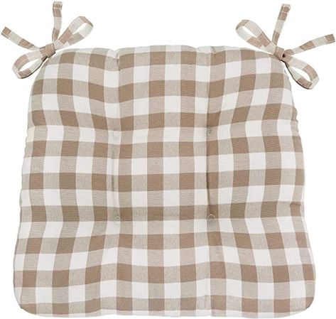 Amazon.com: GoodGram Gingham Plaid Buffalo Checkered Premium Plush Country Farmhouse Chair Cushion Pads with Tear Proof Ties - Assorted Colors (1, Linen) : Home & Kitchen Indoor Chair Cushions, Plaid Chair, Farmhouse Chair, French Mattress, Wood Adirondack Chairs, Checked Cushions, Farmhouse Chairs, Kitchen Chair Cushions, Tufted Chair