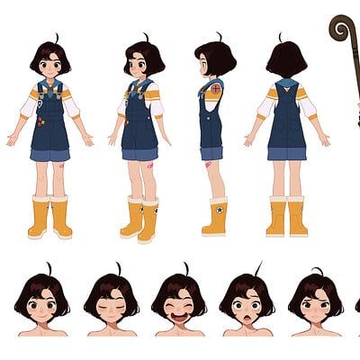 Hong Soonsang, Cut Out Animation, Low Poly Character, Character Turnaround, Girl Cartoon Characters, Vector Character Design, Animation Character, Character Model Sheet, Creature Drawings