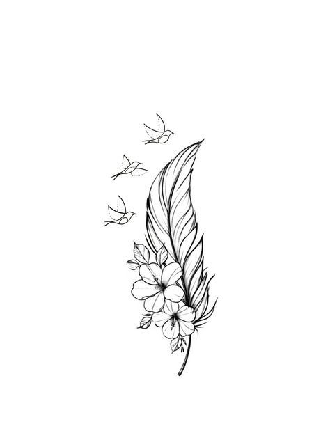 Tattoo Main, Feather Tattoo Design, Leg Tattoos Women, Tattoo Stencil Outline, Tattoo Style Drawings, Feather Tattoo, Feather Tattoos, Elegant Tattoos, Mom Tattoos