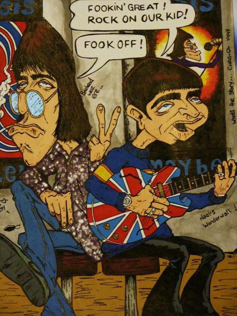 Oasis Fanart, Oasis Drawing, Oasis Illustration, Oasis Album, Liam Gallagher Oasis, Nasa Wallpaper, Liam And Noel, Football Casuals, Noel Gallagher