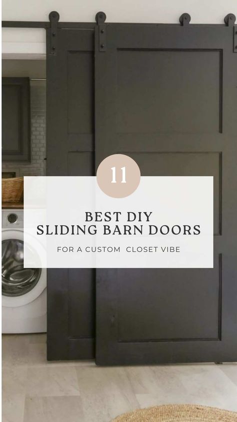 How To Make Barn Doors for a Closet: 11 Best Ways Bypass Sliding Barn Doors Closet, Turn Closet Doors Into Barn Doors, Sliding Barn Door Wardrobe, Barn Door Laundry Room Closet, Sliding Closet Doors Modern, Simple Barn Doors, Sliding Door For Walk In Closet, Closet Double Door Ideas, Barn Doors Closet Bedroom