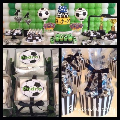 Soccer Party Theme, Boys Soccer Birthday Party, Soccer Party Food, Soccer Theme Party, Soccer Centerpieces, Soccer Theme Parties, Meri Meri Party, Stork Baby Showers, Soccer Baby