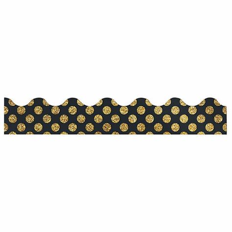 Carson-Dellosa® Gold Glitter Dots Scalloped Bulletin Board Borders | Oriental Trading Gold Bulletin Board, Classroom Style, Carson Dellosa, Bulletin Board Borders, Teaching Supplies, Classroom Design, Classroom Displays, Stationery Supplies, Bulletin Boards