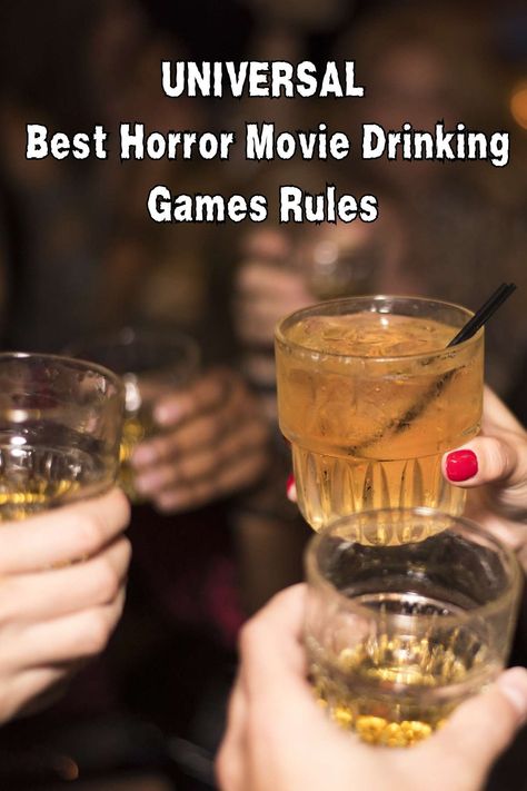 49 UNIVERSAL Best Horror Movie Drinking Games Rules - Fun Party Pop Scary Movie Drinking Games, Halloween Movie Drinking Games, Horror Movie Drinking Game, Movie Drinking Games, Classroom Party Games, Top Horror Movies, Fun Halloween Games, Fun Drinking Games, Horror Movies Funny