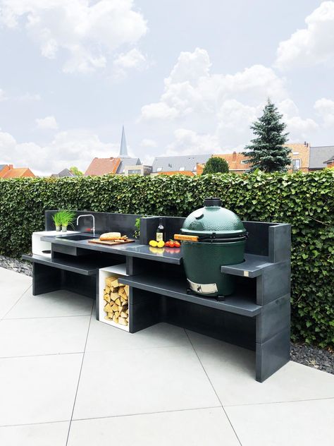 Concrete Outdoor Kitchen, Modular Outdoor Kitchens, Outdoor Kitchen Cabinets, Modern Outdoor Kitchen, Outdoor Bbq Kitchen, Outdoor Oven, Backyard Kitchen, Outdoor Kitchen Patio, Bbq Kitchen