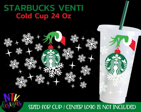 Winter Starbucks, Starbucks Wrap, Starbucks Cup Design, Starbucks Cup Art, Starbucks Svg, Cricut Christmas Ideas, Svg Grinch, Cricket Ideas, Grinch Christmas Decorations