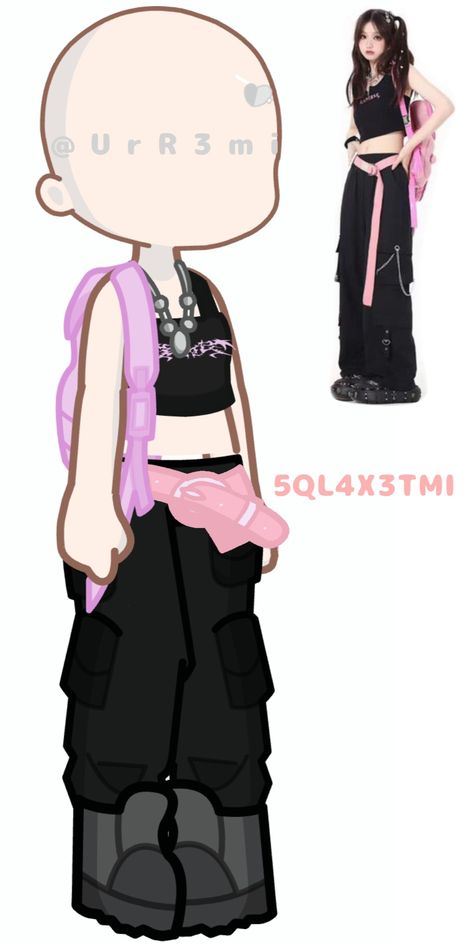 Gacha life 2 outfit ideas! Free to use! Follow and like for more! <3 Gacha Oc Free, Gacha Base Poses Cute, Code Clothes, Chibi Body, Life Code, Cute Website, Characters Inspiration Drawing, Girl Code, Club Outfit Ideas