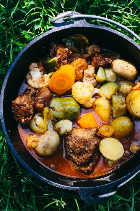 Potjiekos (South African Hodgepodge Stew) | The Domestic Man Seasoned Vegetables, African Stew, Pork Stew Recipes, Vegetable Stew Recipe, Sausage Stew, Slow Cooker Lamb, Ground Beef And Potatoes, Stew Chicken Recipe, Pork Stew