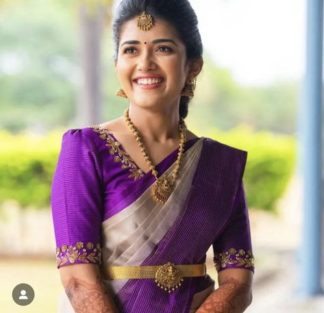 Embroidery Silk Blouse Designs, Simple Work For Pattu Blouses, Seemantha Hairstyle, Purple Silk Blouse Designs, Violet Blouse Designs, Violet Blouse Designs For Saree, New Blouse Designs Fashion 2024, Purple Blouse Work Designs, Simple Silk Saree Blouse Designs