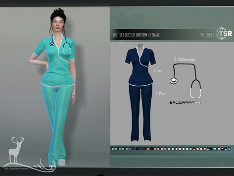 Sims 4 Cc Hospital Clothes, Dansimsfantasy Cc, Sims 4 Jobs, Doctor Uniform, Christmas City, Professional Outfit, Medical Profession, The Sims 4 Skin, Doctor Outfit