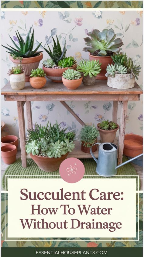 succulents in pots without drainage Succulent Watering Guide, How To Care For Succulents, Succulents In Water, Watering Succulents, Water Succulents, Succulents In Pots, Activated Charcoal Benefits, Banana Water, How To Water Succulents