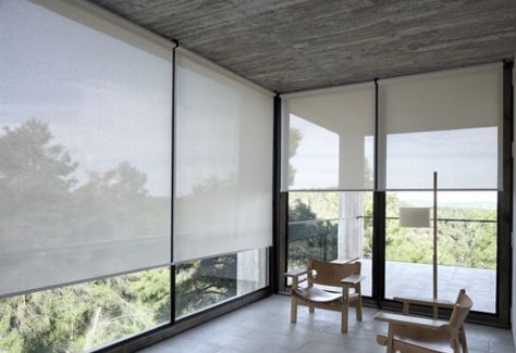 Coulisse Shades Roller Shades Living Room, Modern Window Coverings, Blinds For Large Windows, Modern Roller Blinds, Solar Roller Shade, Modern Window Treatments, Motorized Shades, Modern Blinds, Motorized Blinds