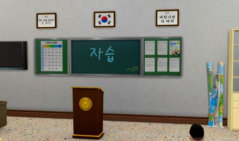 Korean school blackboard / class motto | Simna Sims World on Patreon Class Motto, Sims World, School Blackboard, Korean School, Simulation Games, Electronic Art, Sims 4 Cc, Sims 4, Quick Saves