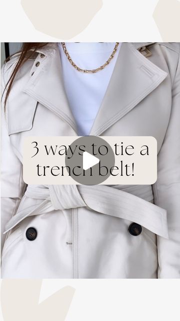 Ingrid Sawyer on Instagram: "3 simple tying hacks you can use on your trench coat belt or any coat belt! 🧥 ⁣ ⁣ Looks a bit neater and adds some interest as compared to the typical knot tie 👌 ⁣ Have you tried any of these before?! ⁣ ⁣⁣⁣⁣ #hack #trenchcoat #howto #tying #coattie #ootd #outfitinspiration #outfitinspo #styleinspiration #styleinspo #personalstylist #asistylist #melbournepersonalstylist #styledbysawyer" Trench Coat Tie, Coat Belt Ideas, How To Tie A Coat Belt, Tying Hacks, Trench Coat Belt, Coat Belt, Knot Tie, Tie Knots, Have You Tried