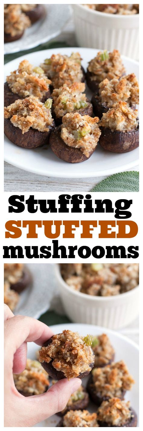 Stuffing Appetizers, Stuffing Stuffed Mushrooms, Holiday Recipes Christmas Appetizers, Healthy Stuffed Mushrooms, Stovetop Stuffing, Barbecue Ideas, Summer Appetizers Easy, Healthy Appetizers Easy, Holiday Appetizers Easy