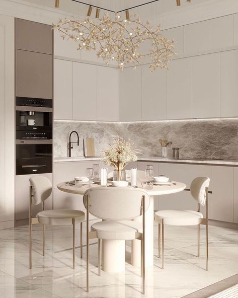 Sophisticated Home Design Ideas for a Classy Ambiance Luxury Dining Tables, Kitchen Interior Design Decor, Kitchen Design Plans, Luxury Dining Room, House Design Kitchen, Kitchen Inspiration Design, Luxury Dining, Kitchen Area, Minimalist Kitchen