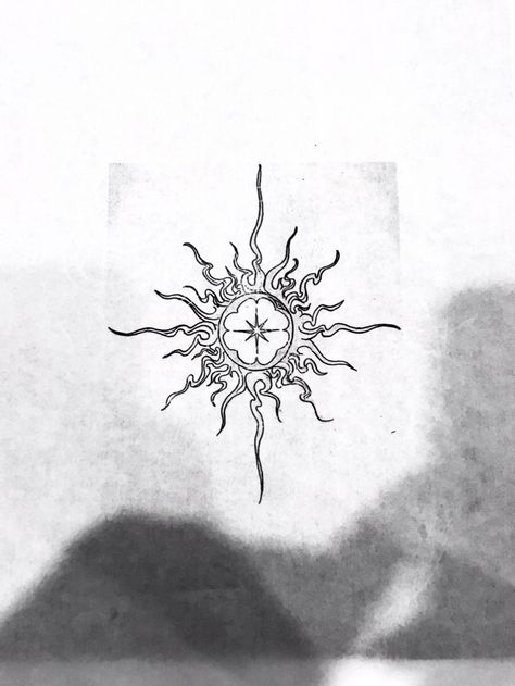 Abstract Sun Tattoo Design, Edgy Sun Tattoo, Artsy Sun Tattoo, Sun Beams Tattoo, Sun Fire Tattoo, Tatoos Woman Neck, Lower Back Tattoo Designs For Women, Shaded Sun Tattoo, Sun Inspired Tattoo