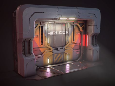 ArtStation - Airlock Gate, Orest Terremoto Scifi Door, Spaceship Door, Sci Fi Base, Scifi Interior, Sci Fi Architecture, Sci Fi Props, Apartment Exterior, Spaceship Interior, Surface Modeling