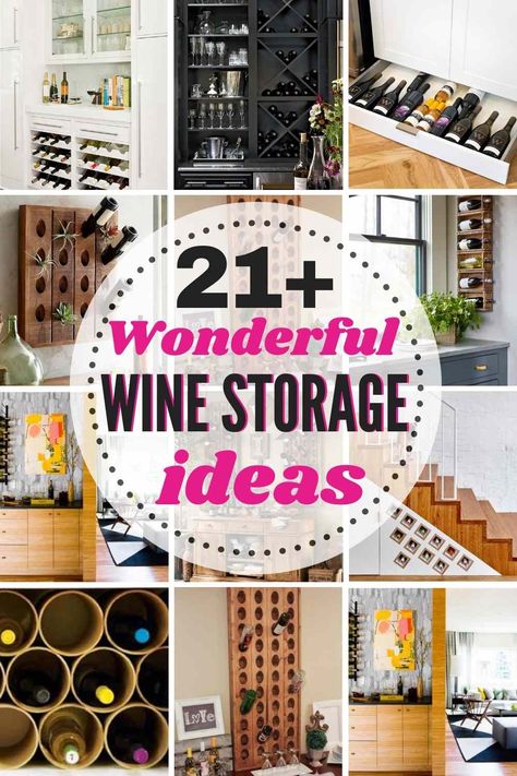 21+ Wine Storage Ideas For Your Home - The Heathered Nest Kitchen Cabinet Wine Storage, How To Store Wine Bottles, Creative Wine Storage, Wine Bottle Rack Ideas, Diy Bottle Rack, Wine Bottle Storage Ideas, Pantry Wine Storage, Pantry Wine Rack, Wine Storage Kitchen