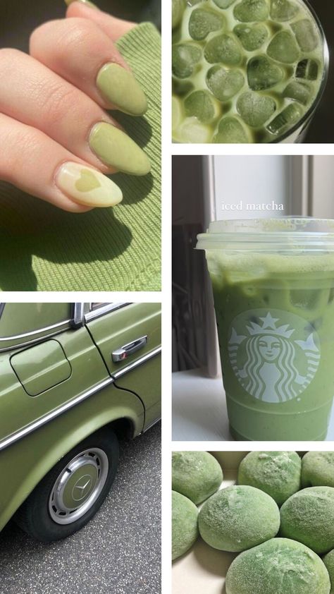 Matcha Color Aesthetic, Matcha Nail Color, Matcha Green Nails, Green Aesthetic Matcha, Green Tea Nails, Aesthetic Matcha Latte, Sg Aesthetic, Matcha Nails, Neutral Nail Art Designs