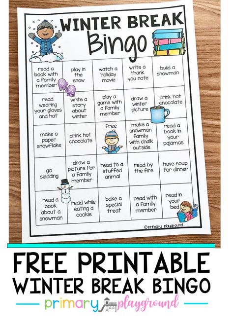 Looking for something fun to keep your kiddos engaged over winter break? Grab our winter break bingo full of fun things they can do at home! #winterbreak #winterbreakbingo #kindergarten Post Winter Break Activities Student, Primary Playground, Winter Break Activities, Reading Bingo, Montessori Teacher, Break Ideas, Christmas Teaching, Winter Classroom, Winter Kindergarten