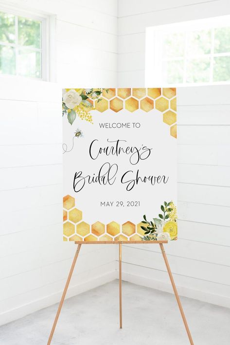 Bride To Bee Bridal Shower Ideas, Bee Themes, Cowboy Birthday Party Invitations, Bee Baby Shower Decoration, Bride To Bee, Meant To Bee, Wedding Shower Themes, Honey Wedding, Bridal Shower Sign