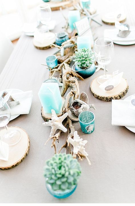 Spectacular ideas for wedding tables|Spectacular ideas for wedding tables Tafel Decor, Beach Color, Beach Theme Wedding, Nautical Wedding, Wedding Beauty, Wedding Themes, Pebble Art, Hippie Style, Decoration Table