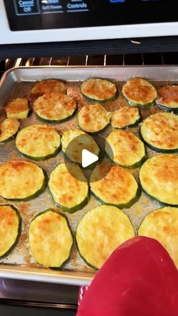 Carrie on Instagram: "My daddy loves making these for a fun snack and we all love when he does!

Yea friends, you can use real Parmesan if you want 😆🥰

#eggsandbunnies #garden #recipe #zucchini #dad" Zucchini Steaks, Zucchini Rounds Parmesan, Zucchini Squash Recipes, Airfry Zucchini And Squash, Roasted Garlic Parmesan Zucchini Squash, Zuccini Sides Dishes Air Fryer, Food Network Sheet Pan Zucchini Parmesan, Veggie Bake, Zucchini Rounds