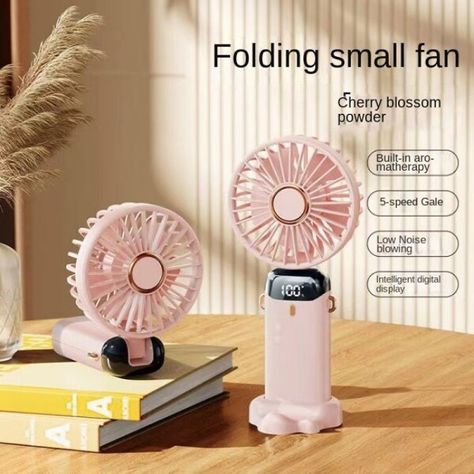 US $14.25 42％ Off | 5000mah Usb Handheld Fan Mini Portable Student Small fFan Digital Display Folding Fragrance Rechargeable Desktop Electric Fan Small Electric Fan, Portable Fans, Bladeless Fan, Handheld Fan, Personal Fan, Pink Power, Desk Fan, Small Fan, Portable Fan