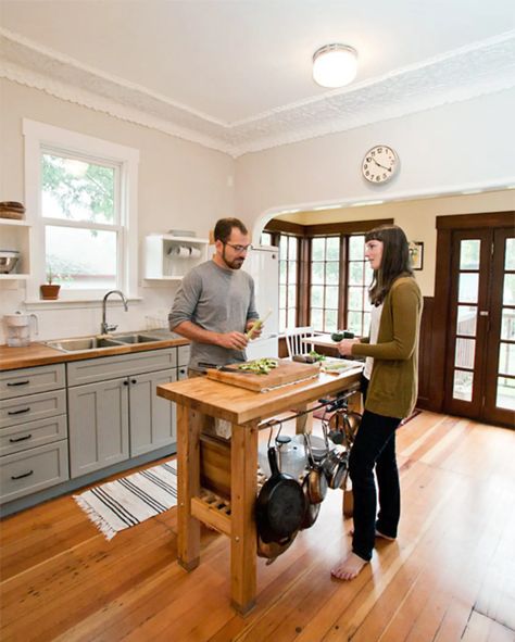 10 Peeks at IKEA’s GROLAND Island at Work in the Kitchen | Kitchn Butcher Block Kitchen Island, Butcher Block Island Kitchen, Ikea Kitchen Island, Butcher Block Kitchen, Small Kitchen Island, Kitchen Island Bar, Neutral Kitchen, Popular Kitchens, Diy Kitchen Island