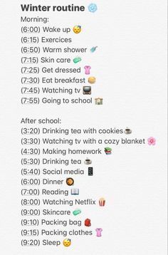 Winter Break Routine For Kids, Winter Glow Up Routine, Morning Routine Winter Break, Winter Break Routine For Teens, Winter Daily Routine, Christmas Routine List, Winter School Morning Routine, Winter Study Routine, Winter Night Routine Aesthetic