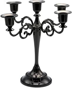 Metal candelabra Designed for 5 lights,10.6inch Tall Candle Holder Halloween Candelabra, Black Candlestick Holders, Gothic Candle Holder, Tall Candle Holder, Black Candelabra, Battery Powered Candles, Gothic Candles, Candle Candelabra, Black Candle Holders