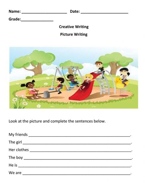 Easy Picture Description For Kids, Picture Writing For Grade 1, Picture Composition For Kids, Picture Description Worksheets, Creative Writing Pictures, Picture Story Writing, Creative Writing Topics, Creative Writing Worksheets, English Creative Writing