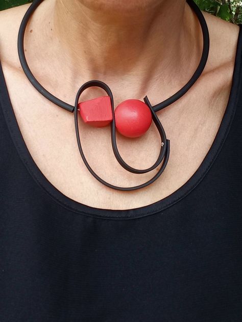 Rubber Statement Necklace. Black Red Avant-garde Necklace. Modern Choker Collar. Unusual Asymmetric Jewelry. Funky Rubber Jewelry For Woman An absolutely different necklace than a choker. Colors that will easily fit into your style of clothing. Far from ordinary I believe you will get a lot of compliments with this unexpected necklace. My philosophy lies in the simplicity and essence of shapes...#Embrace #Accessories #Trends #Art #Your #Eccentric #Side #Exploring #Funky #Organizers #Jewelry Rubber Jewelry, Black Necklace Statement, Red Choker, Unusual Necklace, Aluminum Jewelry, My Philosophy, Unique Gifts For Women, Red Necklace, Unusual Jewelry