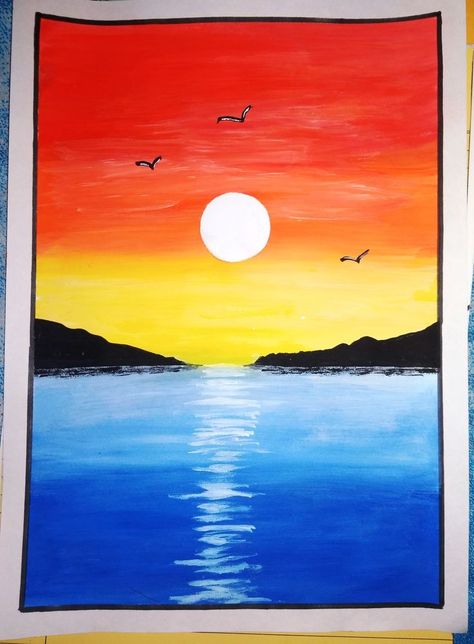 Pin by Melissa Rodriguez Soriano on Actividades para niños in 2022 | Sunset canvas painting, Painting art lesson, Art painting gallery Painting Easy Sunset, Drawing For Students, Sunset Painting Easy, Sunrise Drawing, Drawing Sunset, معرض فني, Sunset Canvas Painting, Oil Pastel Drawings Easy, Easy Landscape Paintings