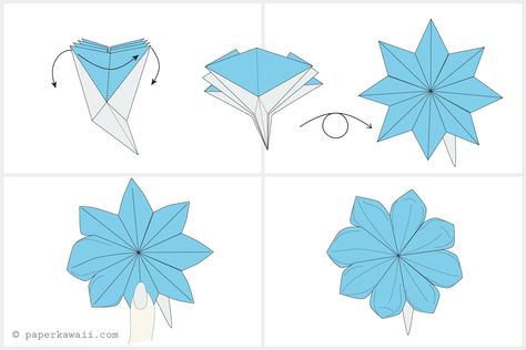 How To Make an Origami Flower Paper Flowers 2d, Flower Origami Easy, Origami Flat, Origami 2d, Origami Flowers Diy, Easy Origami Rose, Tulip Origami, Diy Paper Flowers Tutorial, Origami Flower Bouquet